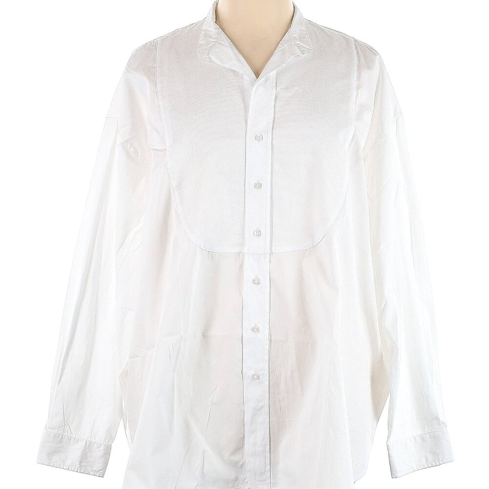 Frank & Eileen White Button-Down Bib Front Shirt